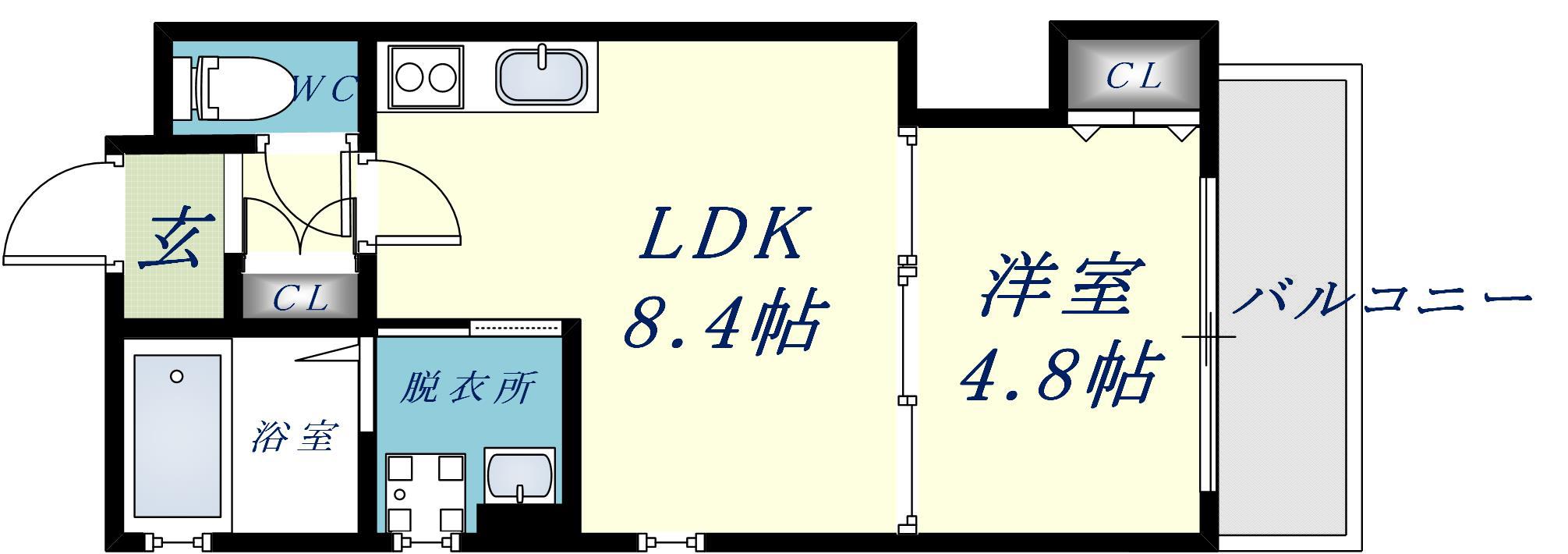ラモーナ長瀬Ⅰ(1LDK/3階)の間取り写真