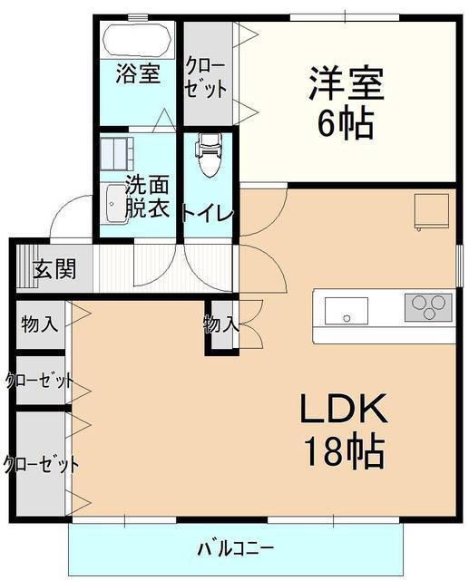 ハイカムール大内(1LDK/1階)の間取り写真