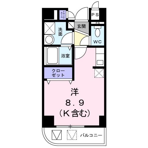 ラシーヌ(ワンルーム/2階)の間取り写真