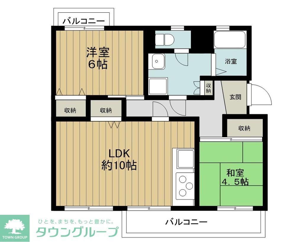 霧が丘グリーンタウン(2LDK/4階)の間取り写真