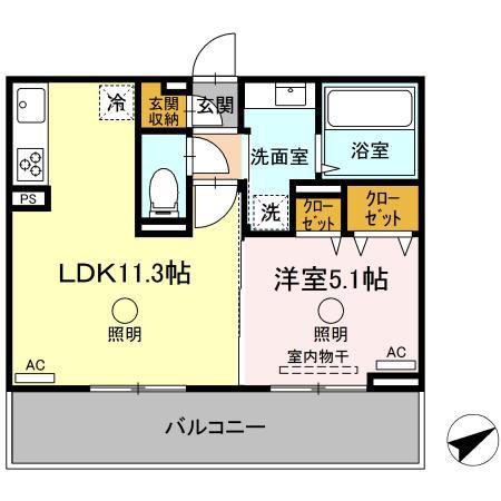 エクセル八代(1LDK/3階)の間取り写真