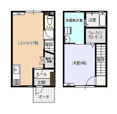 ビオラ新富山A棟(1LDK/1階)の間取り写真