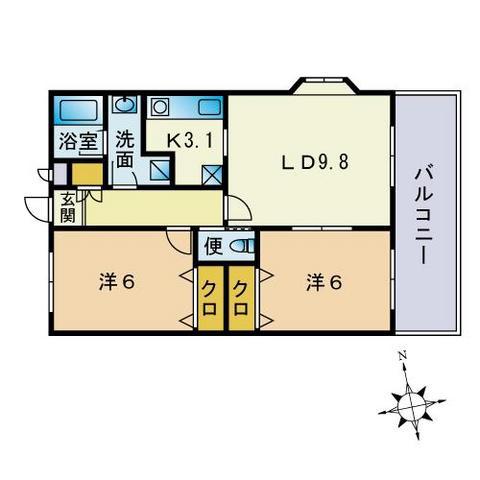 アムールボン・アンジュIII(2LDK/1階)の間取り写真