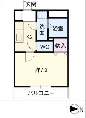ルミナスユウ(1K/2階)の間取り写真