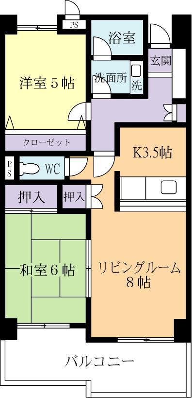 プロスペリアつくば(2LDK/1階)の間取り写真