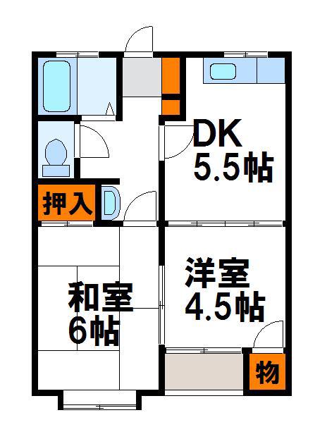 エトワール古賀(2DK/1階)の間取り写真