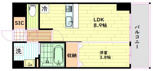 アーバス天満橋(1LDK/5階)の間取り写真