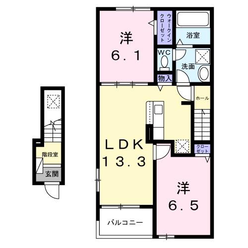 アルソーレ芳川(2LDK/2階)の間取り写真