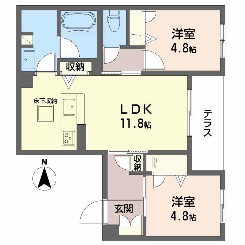 シャーメゾン大晶(2LDK/2階)の間取り写真