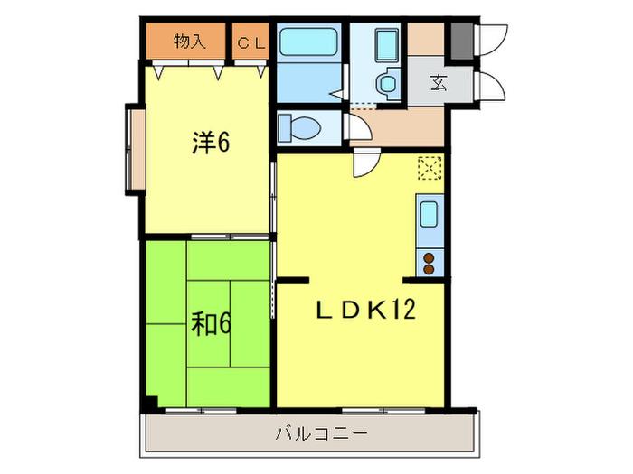 ウエストハイツ(2LDK/2階)の間取り写真
