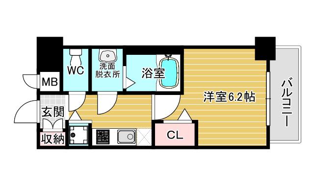 ベラジスタ塚本(1K/2階)の間取り写真