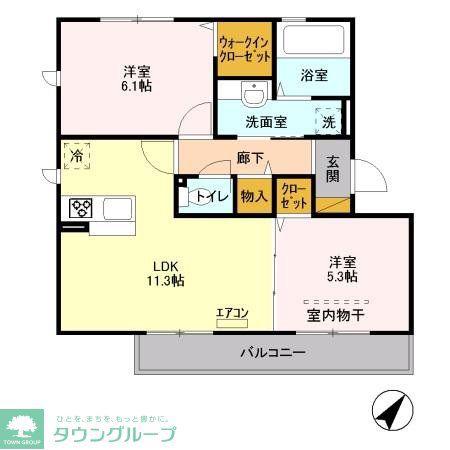 サンライズD(2LDK/2階)の間取り写真