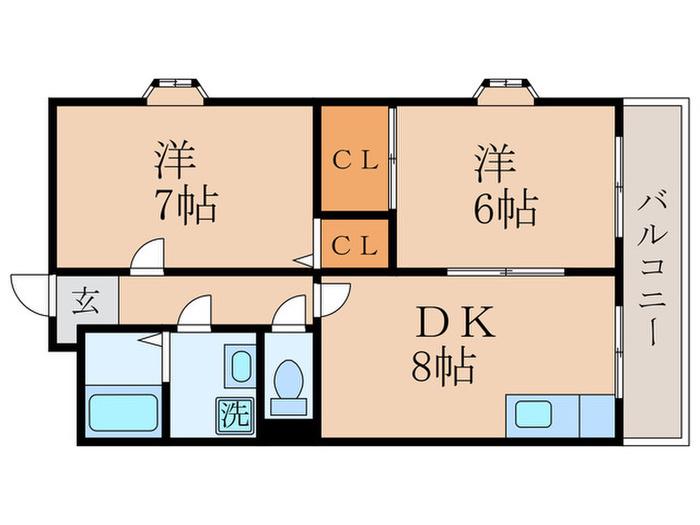プレミエールクラーテ(2DK/4階)の間取り写真