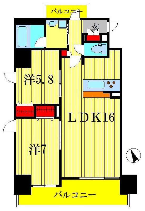 果樹園ST(2LDK/10階)の間取り写真