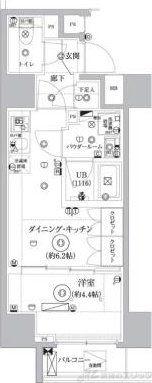 セジョリ東陽町(1DK/6階)の間取り写真
