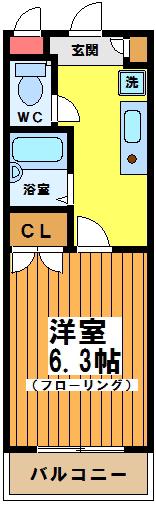 エクセレント調布(1K/3階)の間取り写真