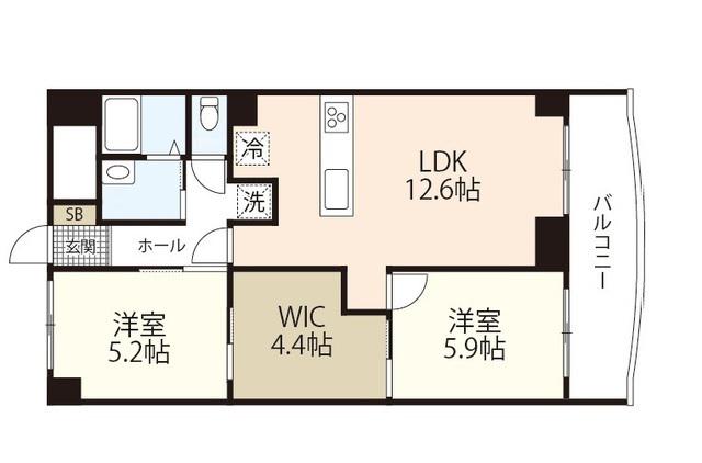 ハイタウン出汐(2LDK/8階)の間取り写真