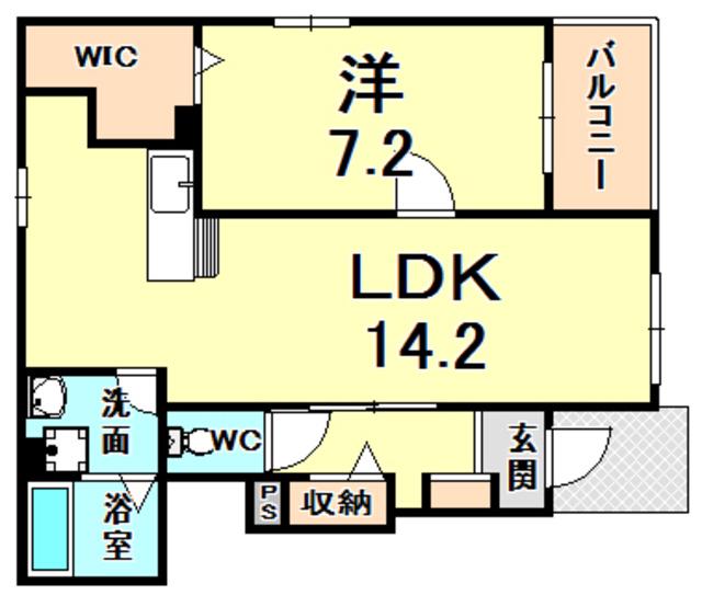 クリスタル フェンテ Ⅰ(1LDK/1階)の間取り写真