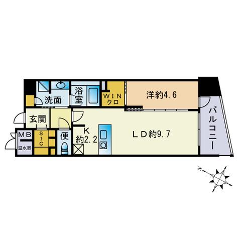 グランドオーク別府ステーションリンク(1LDK/2階)の間取り写真