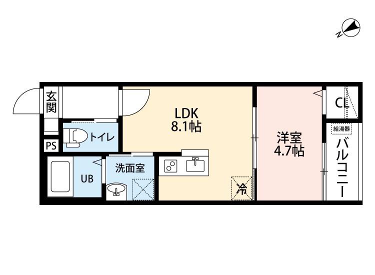 EMBELLIR TROIS(1LDK/1階)の間取り写真