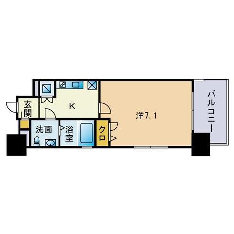 アーバンフラッツ天神東II(1K/10階)の間取り写真