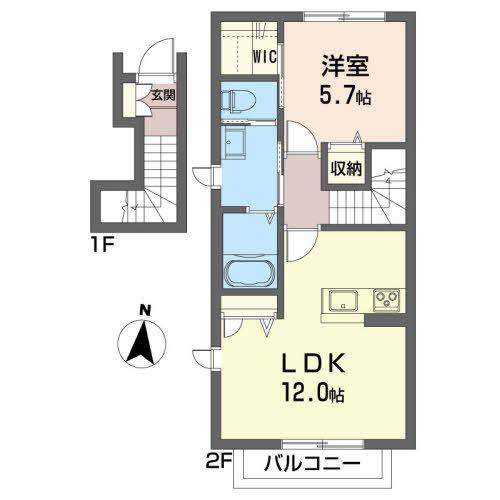 ソワサントゥディザン西口(1LDK/2階)の間取り写真