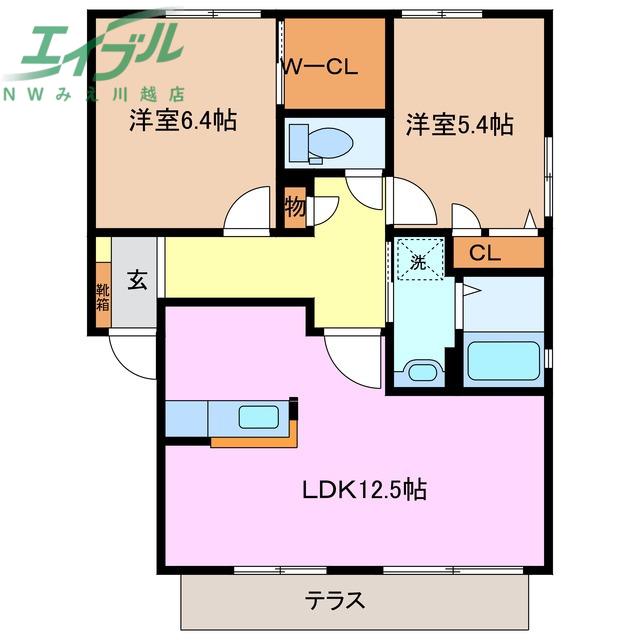FAMILIO C棟(2LDK/1階)の間取り写真