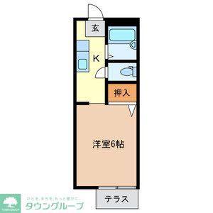 CLAIR溝端(1K/1階)の間取り写真