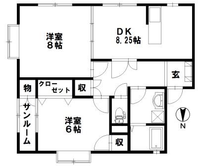 ラブリーK1(2DK/2階)の間取り写真