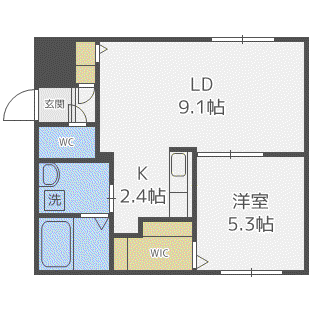 ELLE CUBE学園前(1LDK/3階)の間取り写真