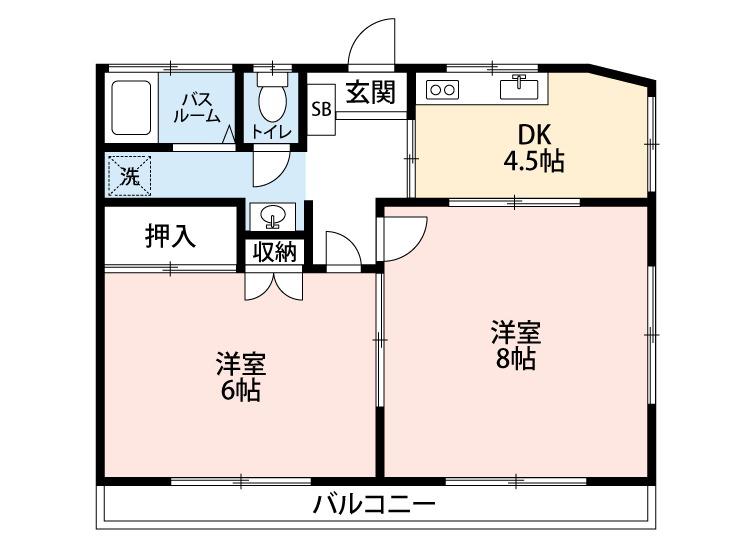 コーポ森田(2DK/2階)の間取り写真