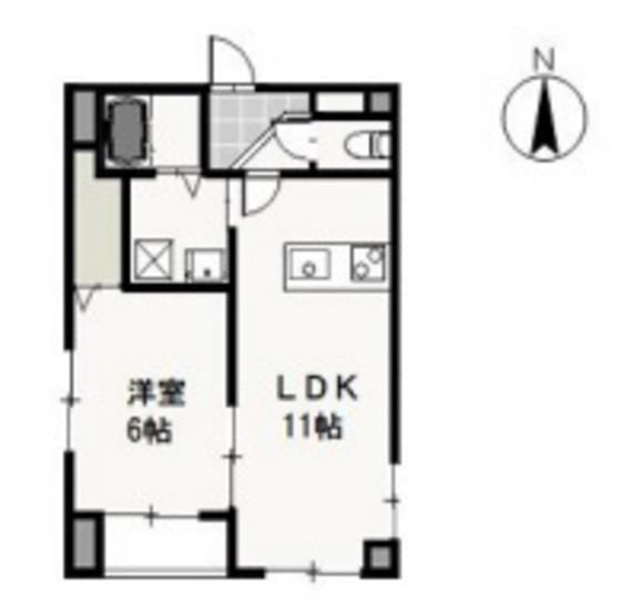 フラットT&T(1LDK/1階)の間取り写真