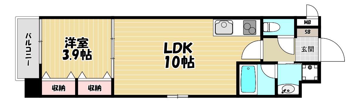 オルフェア上本町VII番館(1LDK/5階)の間取り写真