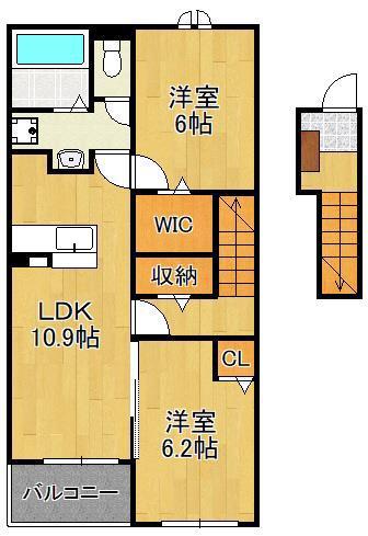 ロータス北泉5(2LDK/2階)の間取り写真