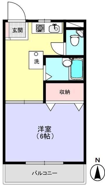 今一マンション(1K/2階)の間取り写真