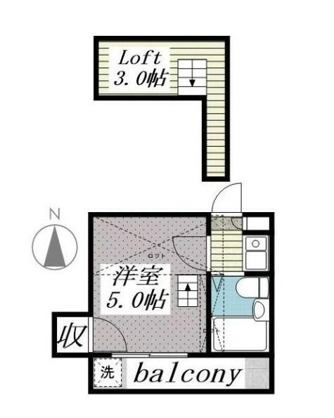 パレス与野本町(1K/1階)の間取り写真
