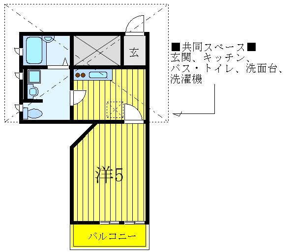 ACADEMIA ART TOKYO 上野台学院(ワンルーム/2階)の間取り写真