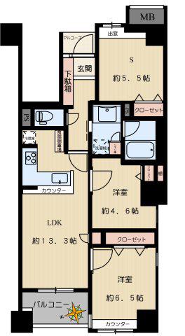 ベルメゾン文京白山(2SLDK/3階)の間取り写真