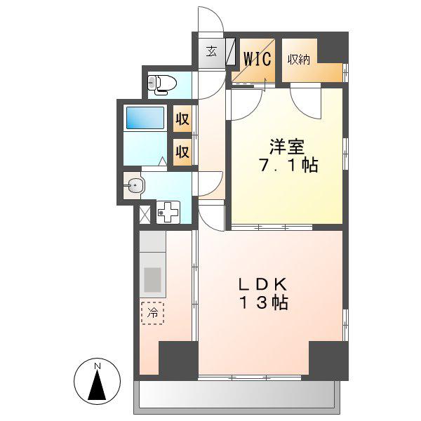 ランドハウス泉(1LDK/3階)の間取り写真