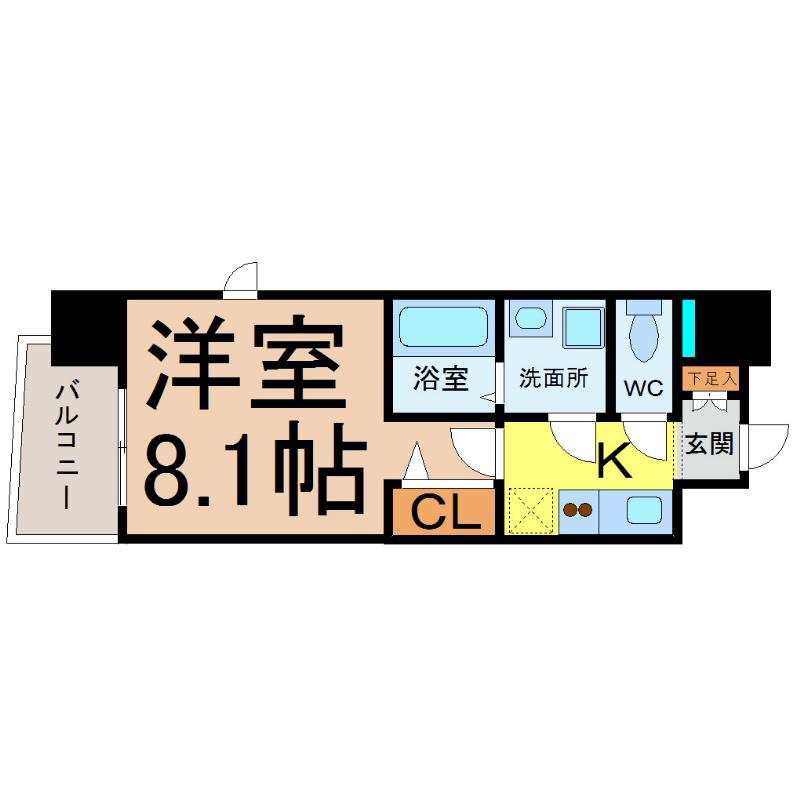プレサンス栄モード(1K/14階)の間取り写真