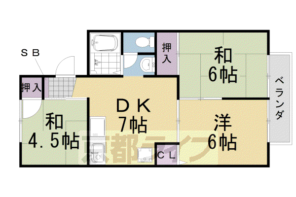 トゥインクルII(3DK/1階)の間取り写真