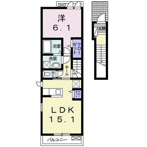 ペピート(1LDK/2階)の間取り写真