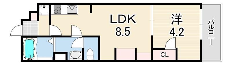 リブリ・中山手(1LDK/2階)の間取り写真