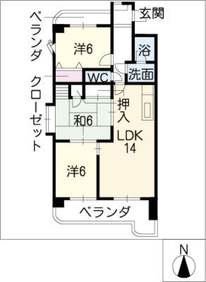 グランドール水附(3LDK/4階)の間取り写真