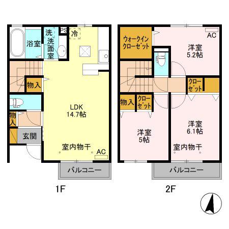 クレセール(3LDK/1階)の間取り写真