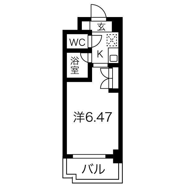 ブロンズ森島(1K/7階)の間取り写真