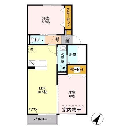 ボナール幸房(2LDK/1階)の間取り写真
