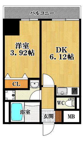 FREEDOM RESIDENCE 松原上田II(1DK/9階)の間取り写真
