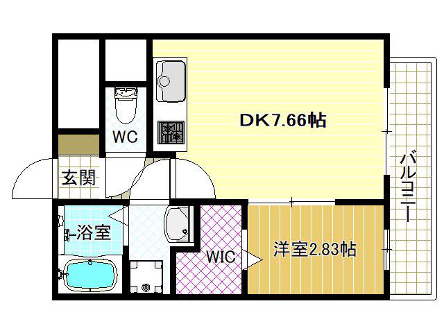 FREEDOM RESIDENCE 松原上田II(1DK/7階)の間取り写真