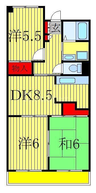 山口ビル(3DK/5階)の間取り写真